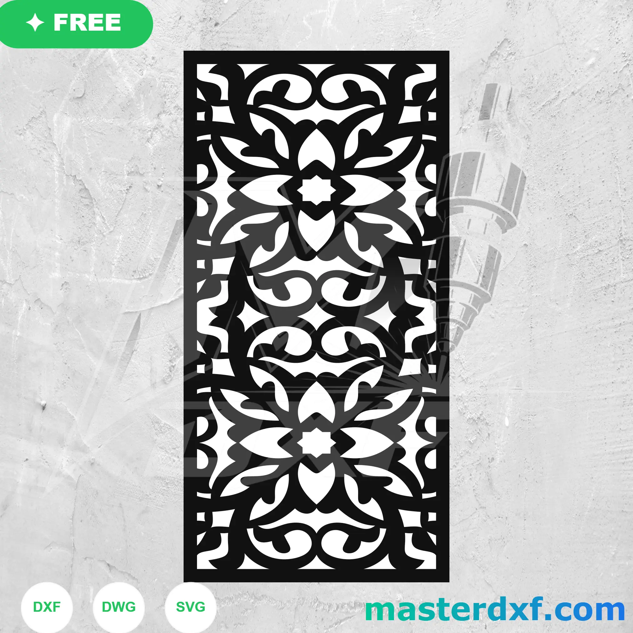 Classic Damask Floral Damask Screen Vector DXF File